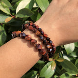 Red Tiger Eye Bracelet Diamond Shape Faceted Beads Crystal Healing Stone Jewelry