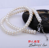 7-8mm Freshwater Pearl Necklace Wedding Bridal Lady's Jewelry Accessory