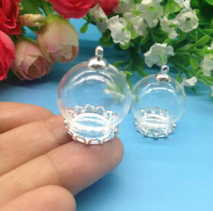 20sets/lot 20*15mm Glass Bubble Pendant Jewelry Findings