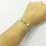 925 Silver Zircon Round Wheel Pearl Bracelet For Women