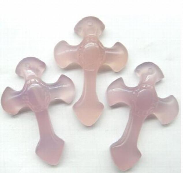 Chalcedony Agates Cross Pendant for DIY Jewelry Making