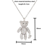 Bear Pendant Necklace for Women with Cubic Zirconia - Christmas Jewelry