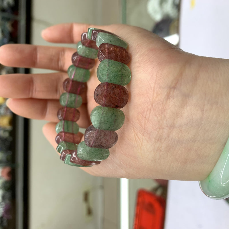 Strawberry Quartz Stone Beads Bracelet Natural Stone Bangle for Woman