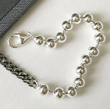 925 Silver Beads Chain Bangle Bracelet for Women