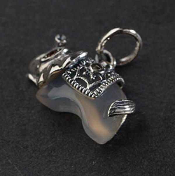 925 Silver Elephant Pendant with Chalcedony S925 Thai Silver for Jewelry Making