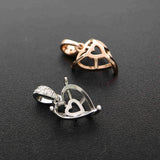 925 Silver Heart Bezel for Crystal Gems DIY Pendant