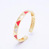 Women's Triangle Plaid Charm Bracelet with Artificial Stone in Gold