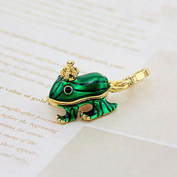 Green Prince Frog Charm Handbag Pendant Women Jewelry Key Chains