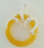 Green Jades Stone Carved Dragon Pendant Necklace