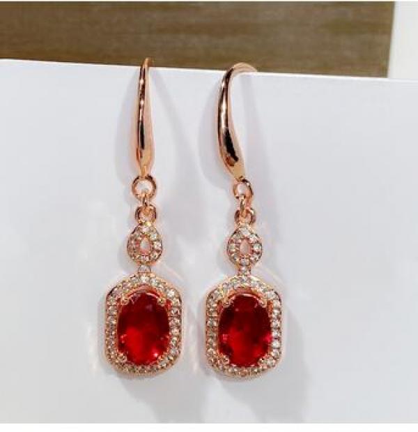 Natural Stone Aquamarine Zircon Crystal Earrings