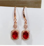 Natural Stone Aquamarine Zircon Crystal Earrings
