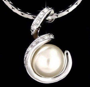 Snake Pendant Necklace Shell Pearl Crystal Plated S Letter