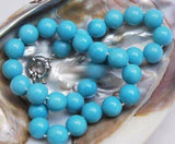 10mm Turquoise Shell Pearl Necklace 18''