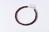 925 Silver Red Garnet Stone Chain Bracelet 4MM