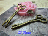 40 Antique Bronze Scissors Charms Pendant DIY Crafts Findings