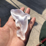 Natural Stone Selenite Dolphin Bowl Carved Animal Figurine