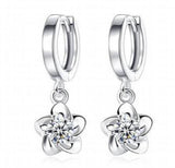 925 Silver Purple Gem Stone Zircon Crystal Diamond Earrings