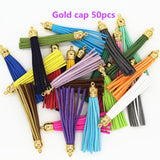 50pcs 85mm Suede Leather Tassel Fringe with Silver Caps DIY Jewelry Bracelet