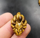 Tiger Eye Stone Fox Pendant, Nine-Tailed Fox Necklace