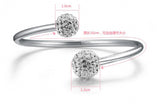925 Silver Crystal Ball Bangles Cuff Bracelets for Women