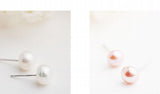 Freshwater Pearl Earrings 925 Silver Flat Round Beads Jewelry Gift