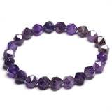 Natural Amethyst Bracelet Cut Surface Couple Stone Bracelet
