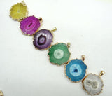 Gem Stone Quartz Crystal Agates Pendant for DIY Jewelry Making