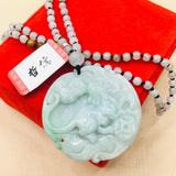 Emerald Jade Carved Green Rat Zodiac Pendant Necklace