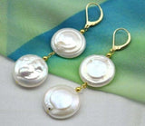 AAA++ Coin Pearl Dangle Earring 14k/20