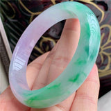 Natural Myanmar Jadeite 54-64mm Green Purple Bracelet Princess Jewelry