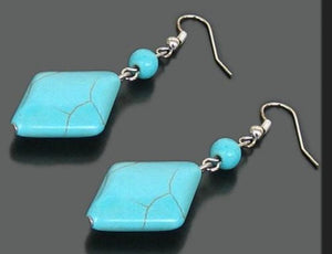 Turquoise Dangle Earrings S925 Silver Charming Lady Gift