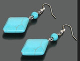 Turquoise Dangle Earrings S925 Silver Charming Lady Gift
