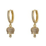 Small Bell Earrings, Jingle Bell Jewelry, Rhinestone