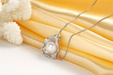 Shell Shape Freshwater Pearl Pendant Necklace 925 Sterling Silver Pink Purple