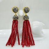 Bohemian Beaded Tassel Earrings Wedding Fringe Hanging Jewelry