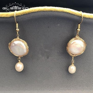 925 Silver Ear Hook Earrings Natural Pearl Drop GE0480