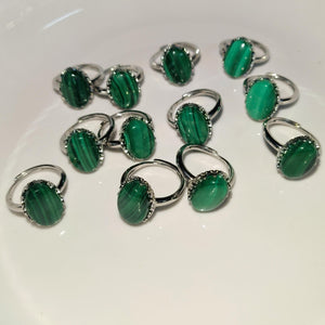 Natural Stone Malachite Ring for Women