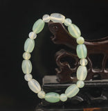 Natural Jade Hand and Green Beads Bangle Bracelet