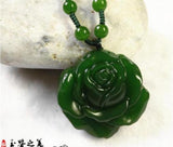 Hand-carved Chinese Hetian Jade Peony Pendant Necklace