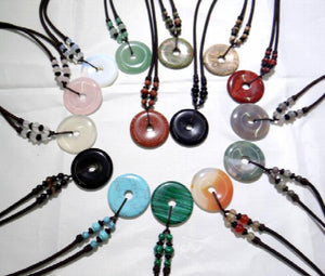 Mixed Natural Stone Quartz Crystal Donut Charm Pendant
