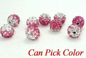 10mm Colorful Crystal Beads Disco Ball Bracelet Necklace DIY Spacer