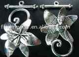 Set of 90 Tibetan Silver Flower Toggle Clasps