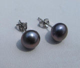 Peacock Pearl Earrings 8mm Freshwater Pearl Silver Stud Bridesmaid Gift