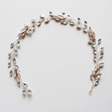 Colorful Pearl Wedding Headbands Crystal Leaf Hair Ornament