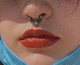 16G Titanium Septum Clicker Nose Ring Square CZ Zircon Crystal Hollow
