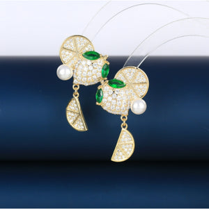 Zircon Pearl Sweet Earrings S925 Silver Needle