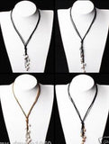 Brown Leather Rope Pink Pearl Necklace