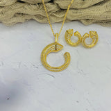 Copper Zircon Necklace with Earrings Set S1880