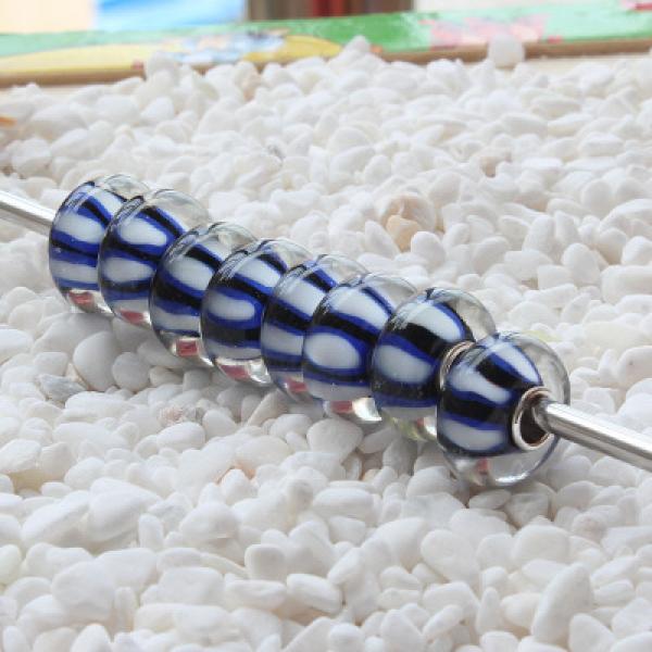 925 Sterling Silver Colorful Glass Charm Bead for Bracelet