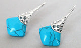 925 Sterling Silver Blue Jade Earrings